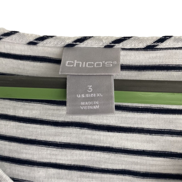 CHICO's Women's Short Sleeve Tie Bottom Striped Top NWT Size 3 (16/18-XL) - Picture 2 of 5